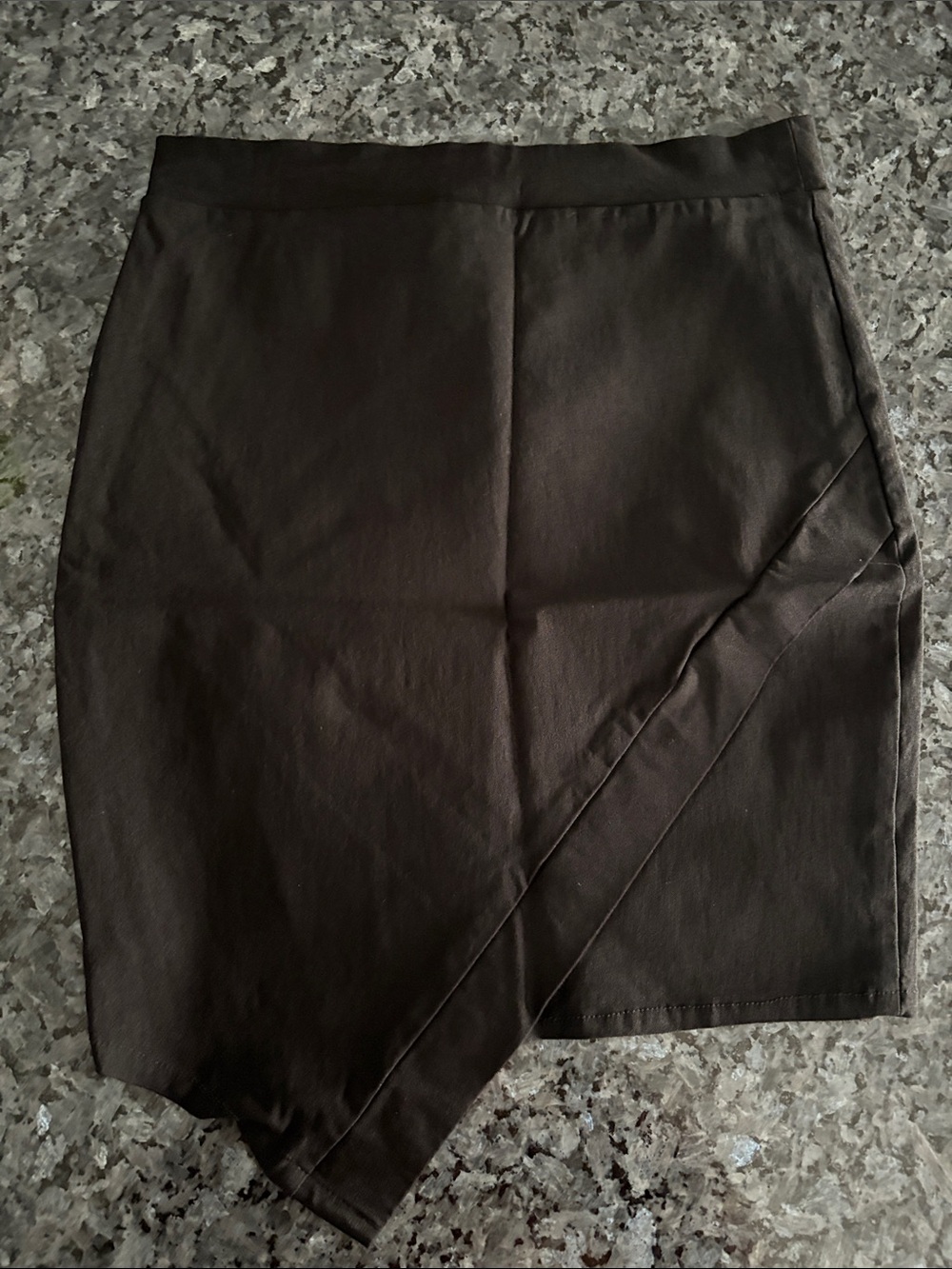 Revamped Black Asymmetric Mini Skirt